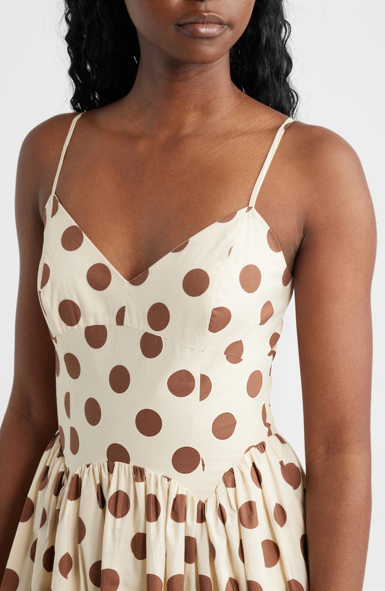 Lucy Paris Everly Dot Sleeveless Midi Dress, Alternate, color, Cream Brown