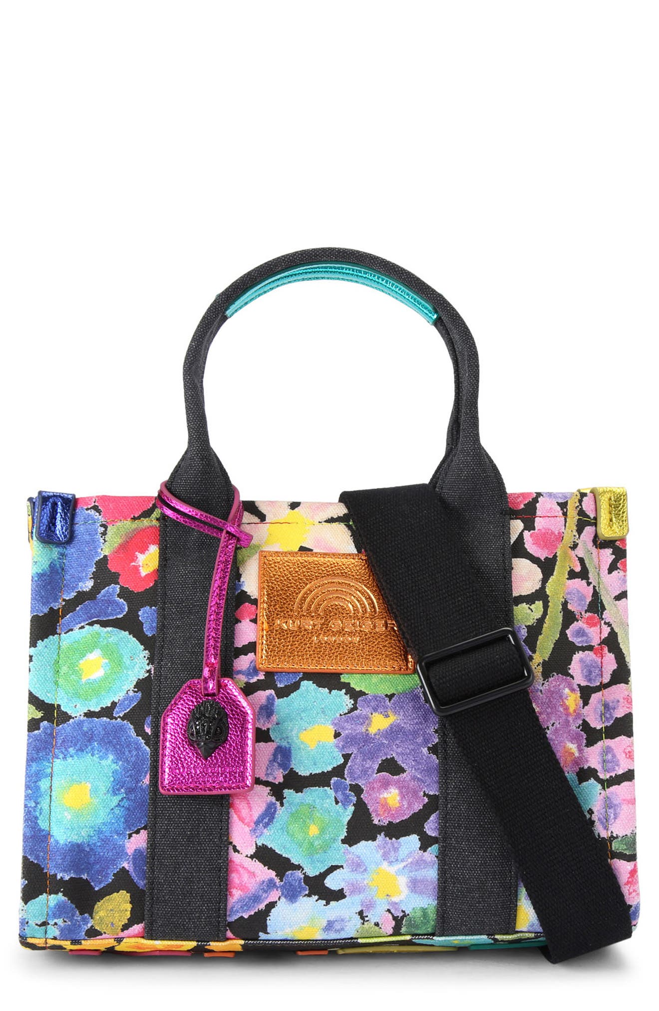 Kurt Geiger London Small Southbank Floral Canvas Tote, Main, color, 
