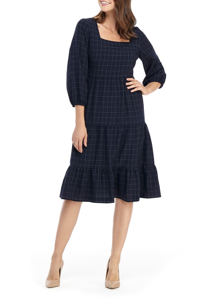 Brynn Square Neck A-Line Dress, Alternate, color, NAVY MULTI