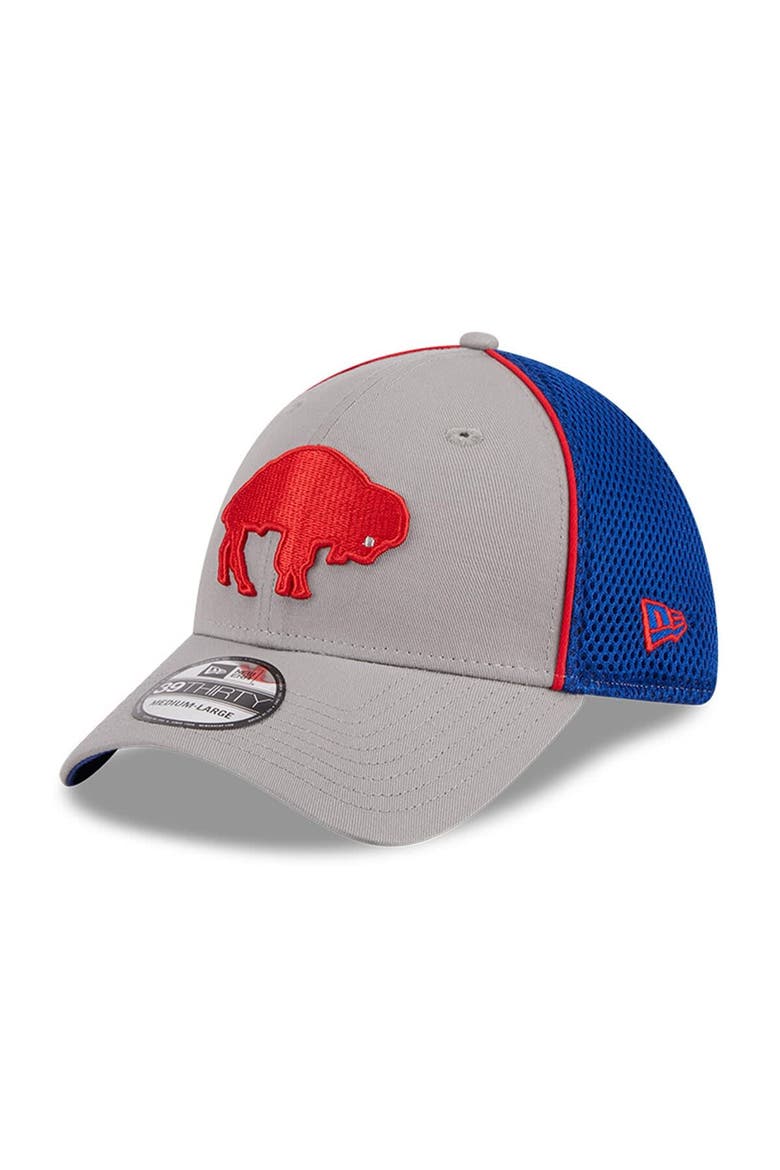 Men's New Era Gray Buffalo Bills Throwback Pipe 39THIRTY Flex Hat, Main, color, Gray
