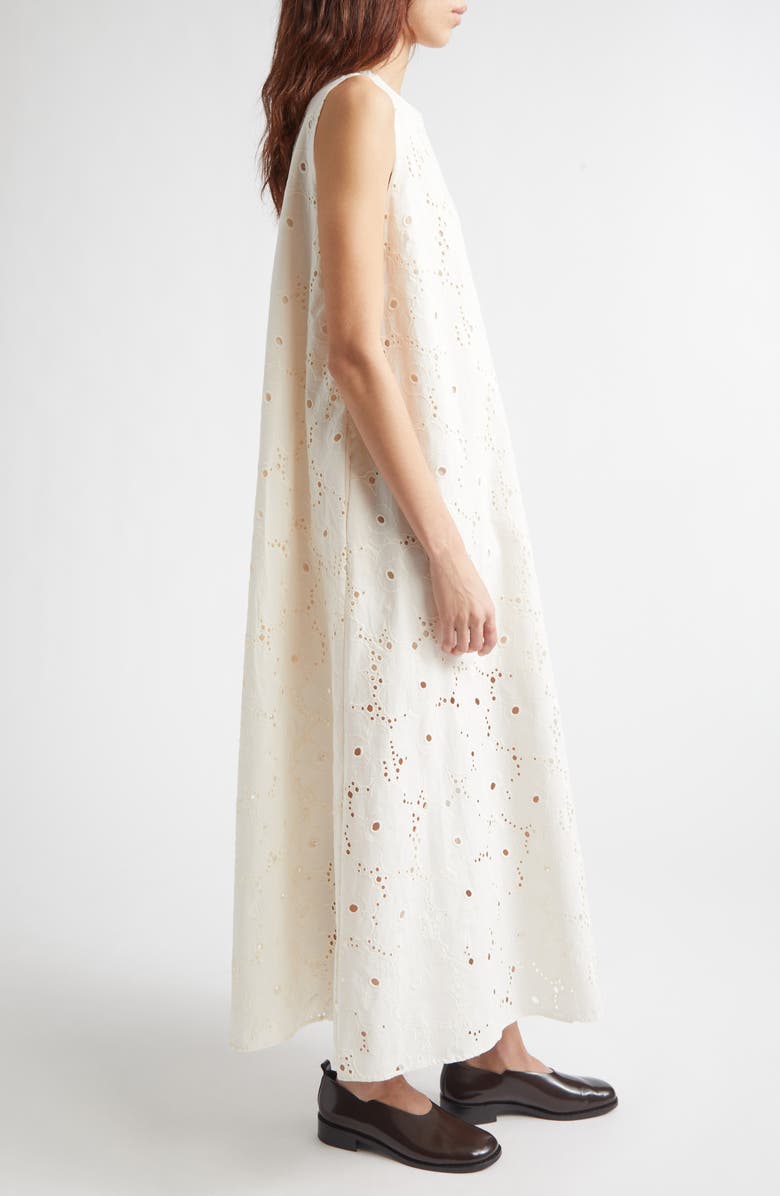 Marimekko Alvariinsa Unikko Cotton Eyelet Maxi Dress, Alternate, color, Off White