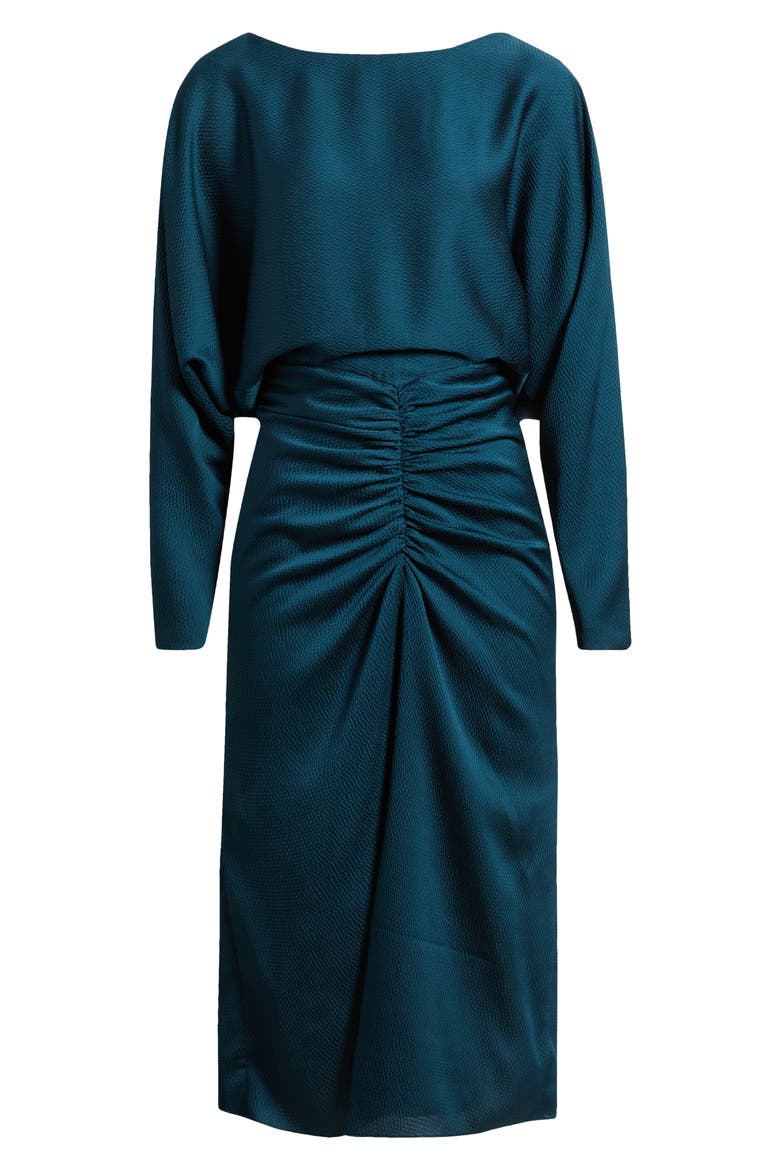 Ruched Long Sleeve Cocktail Dress, Alternate, color, PETROL