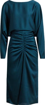 Amsale Ruched Long Sleeve Cocktail Dress