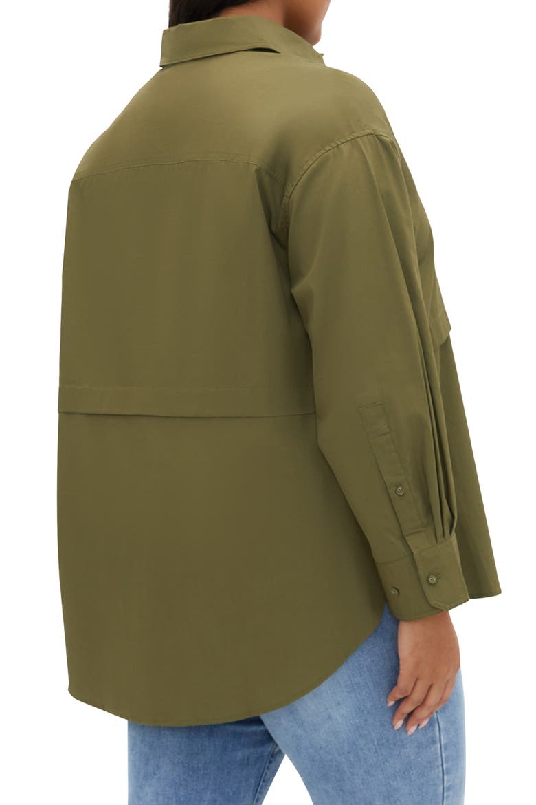 Malani Long Sleeve Cotton Button-Up Shirt, Alternate, color, KHAKI