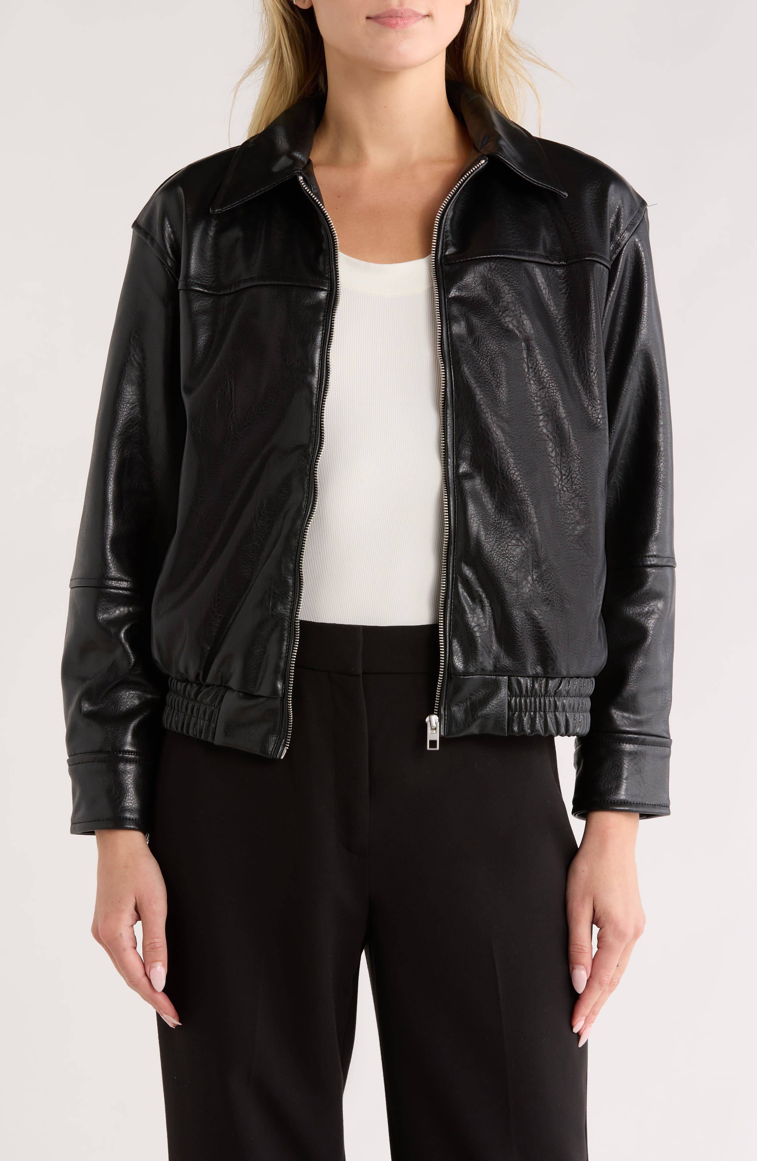 JASON WU Drop Shoulder Leather Bomber Jacket