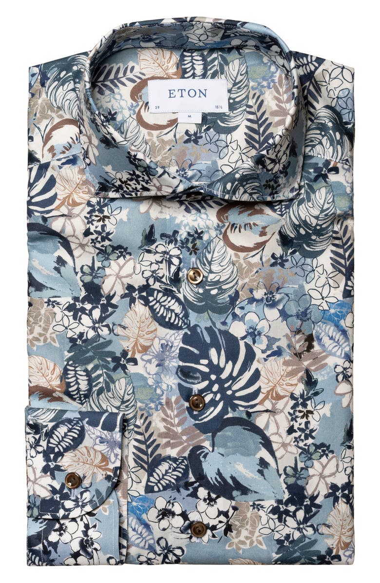 Eton Slim Fit Floral Dress Shirt, Alternate, color, 