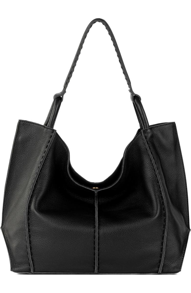 The Sak Los Feliz Large Tote Leather Bag, Main, color, Black Pebble