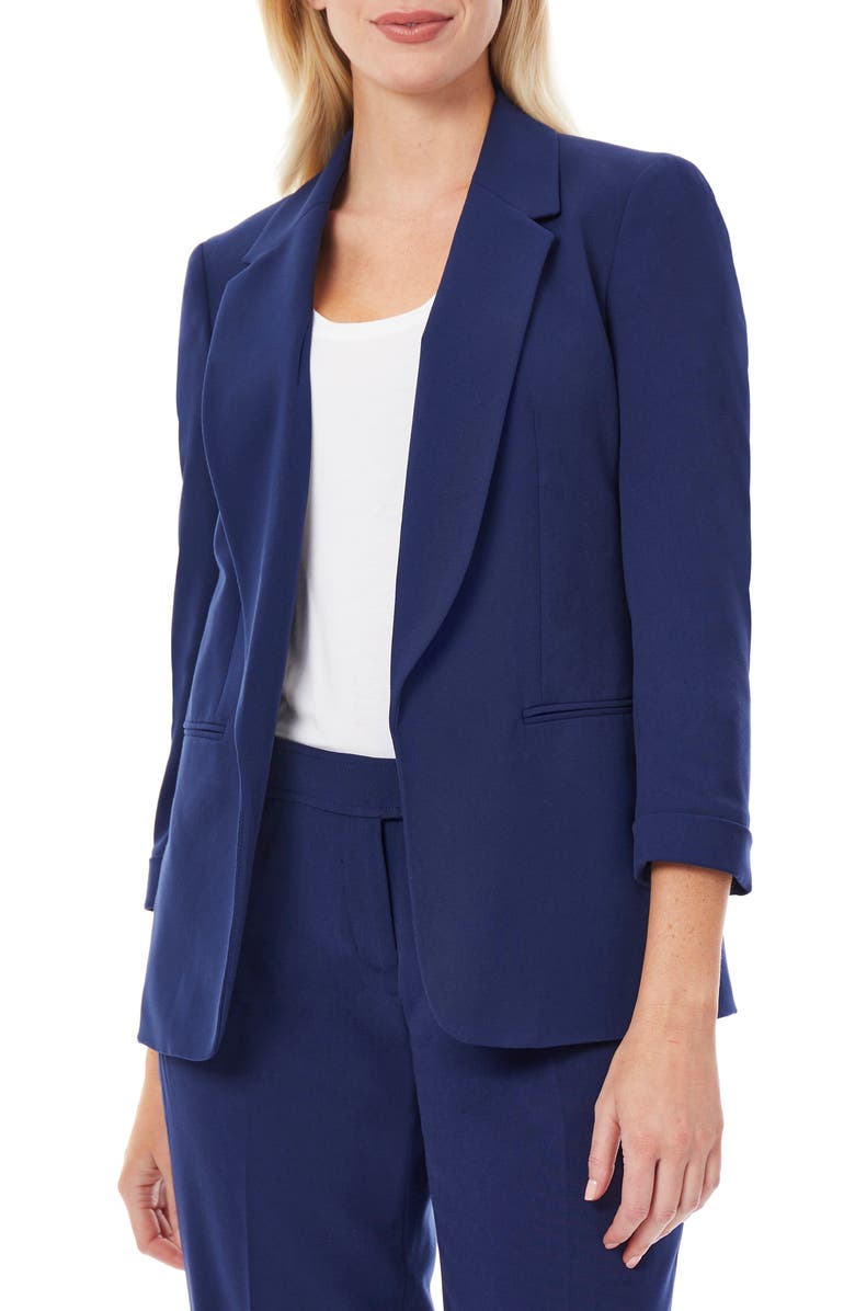 Jones New York Three-Quarter Sleeve Blazer, Alternate, color, Jones Navy
