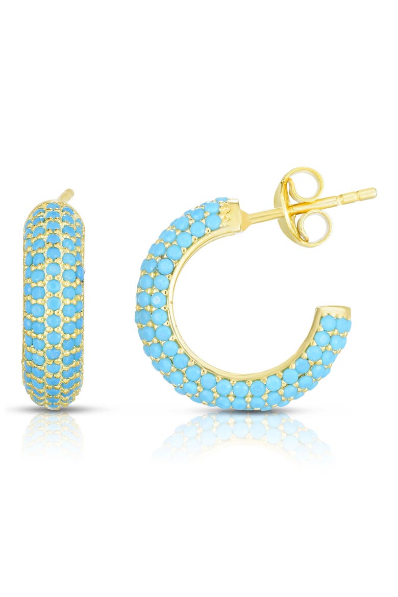 Faux Turquoise Hoop Earrings, Main, color, GOLD