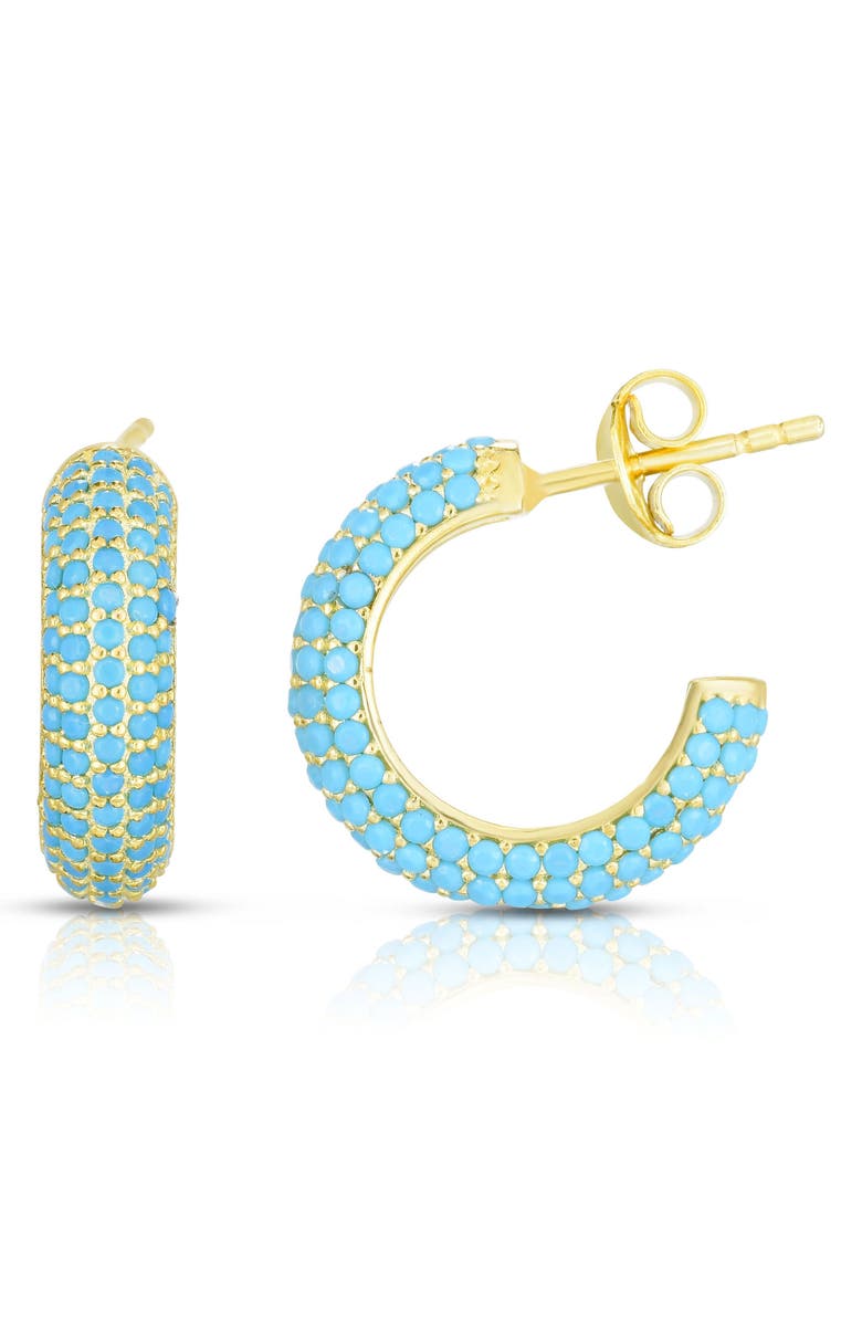 CHLOE AND MADISON Faux Turquoise Hoop Earrings, Main, color, Gold