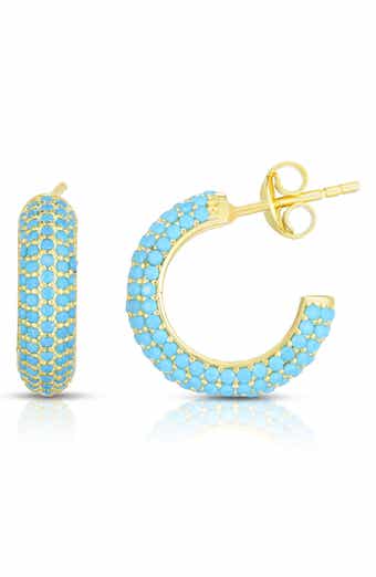 CHLOE AND MADISON Faux Turquoise Hoop Earrings