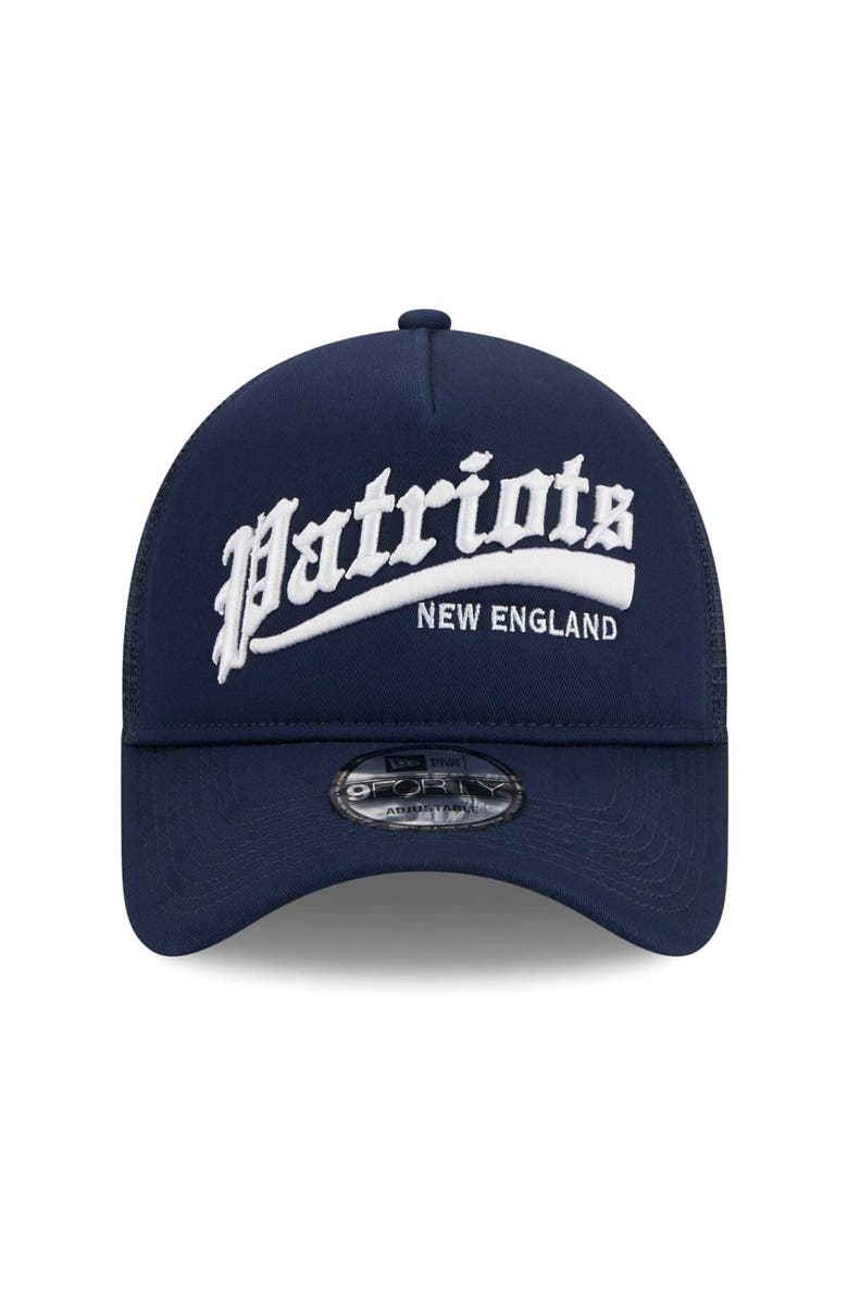New Era Men's New Era Navy New England Patriots Caliber Trucker 9FORTY Adjustable Hat, Alternate, color, Navy