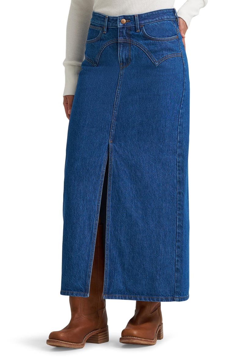 Western Seam Midi Jeans Skirt, Main, color, ALISON