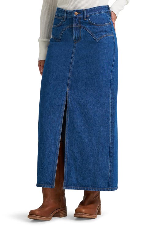 Western Seam Midi Jeans Skirt