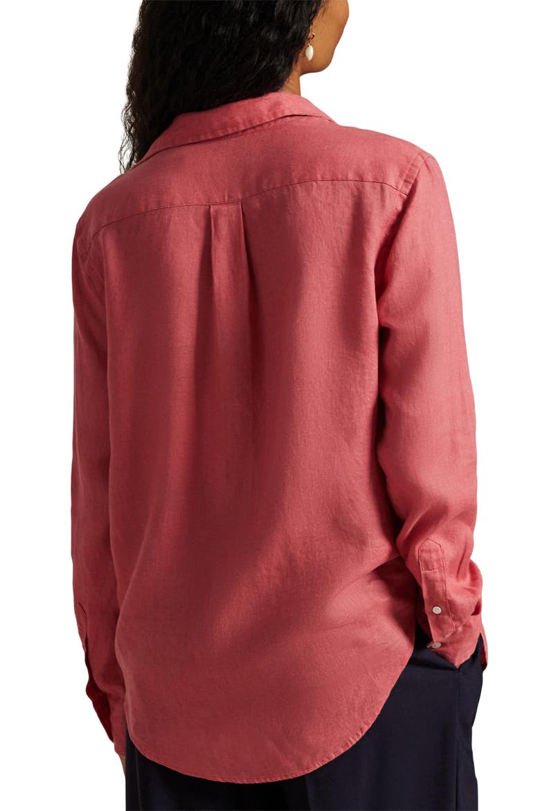 Classic Fit Linen Button-Up Shirt, Alternate, color, ADIRONDACK BERRY
