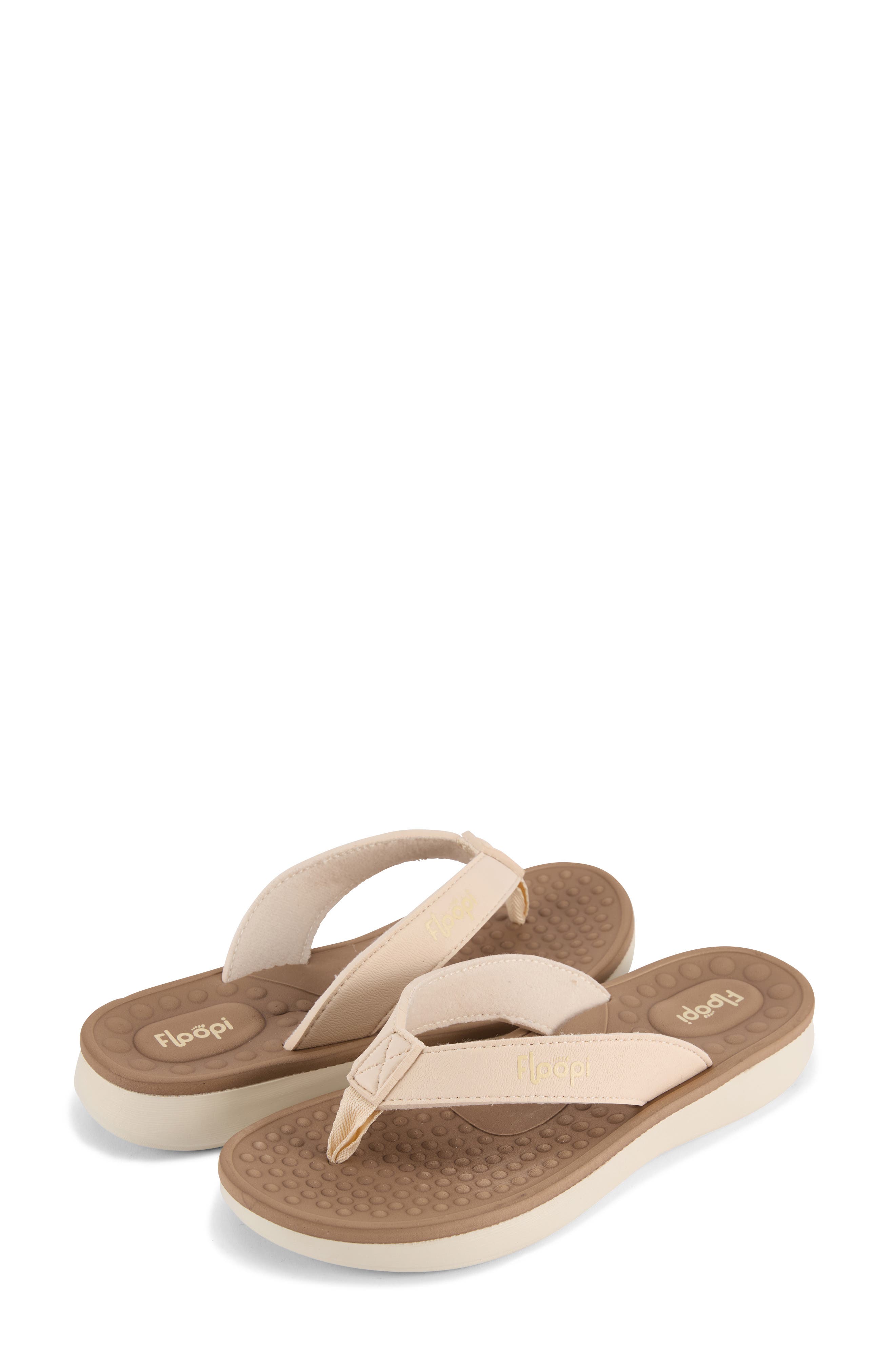 Faux Leather Thong Sandal, Alternate, color, BEIGE