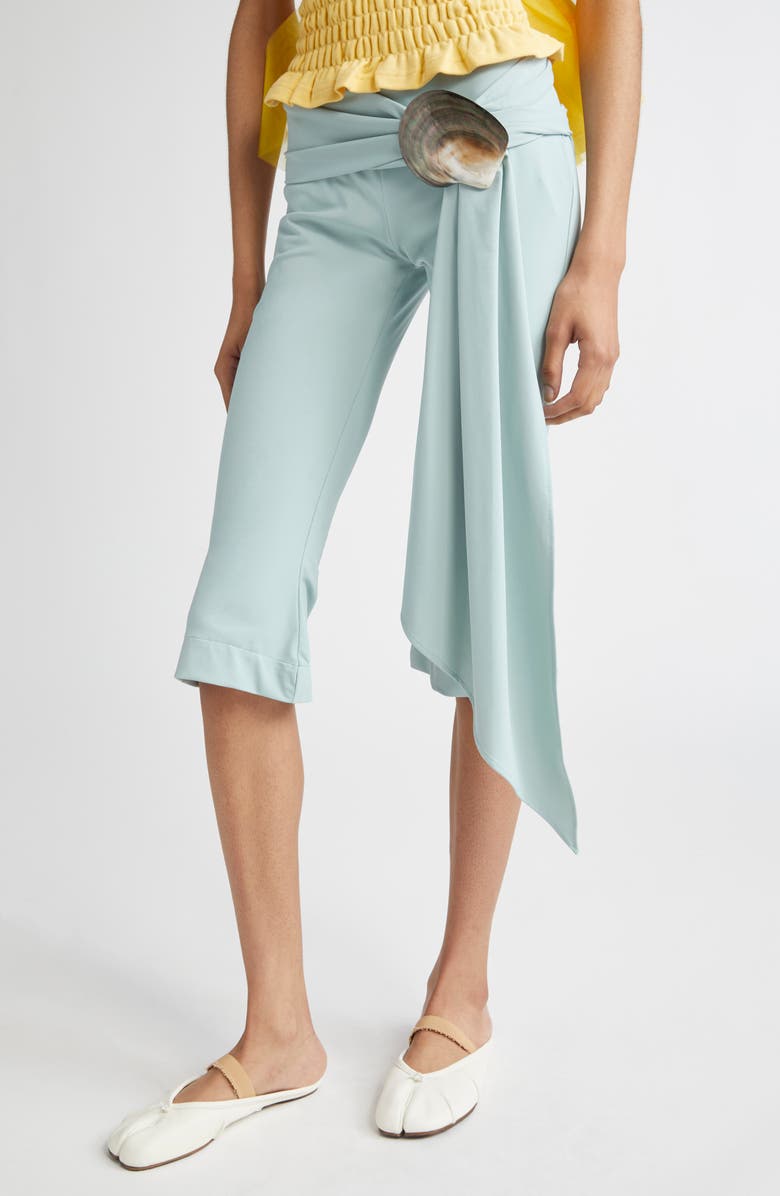 CONNER IVES Mother-of-Pearl Shell Belt Capri Pants, Alternate, color, Sage