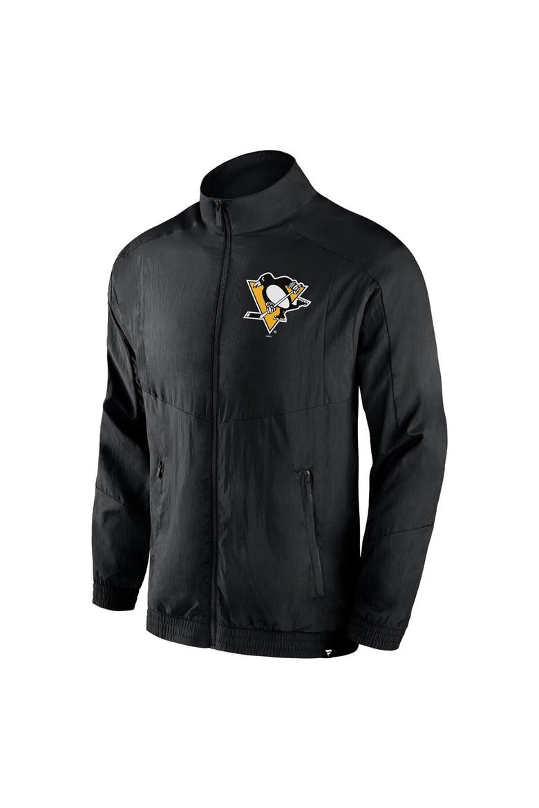 Men's Fanatics Branded Black Pittsburgh Penguins Step Up Crinkle Raglan Full-Zip Windbreaker Jacket, Alternate, color, Black