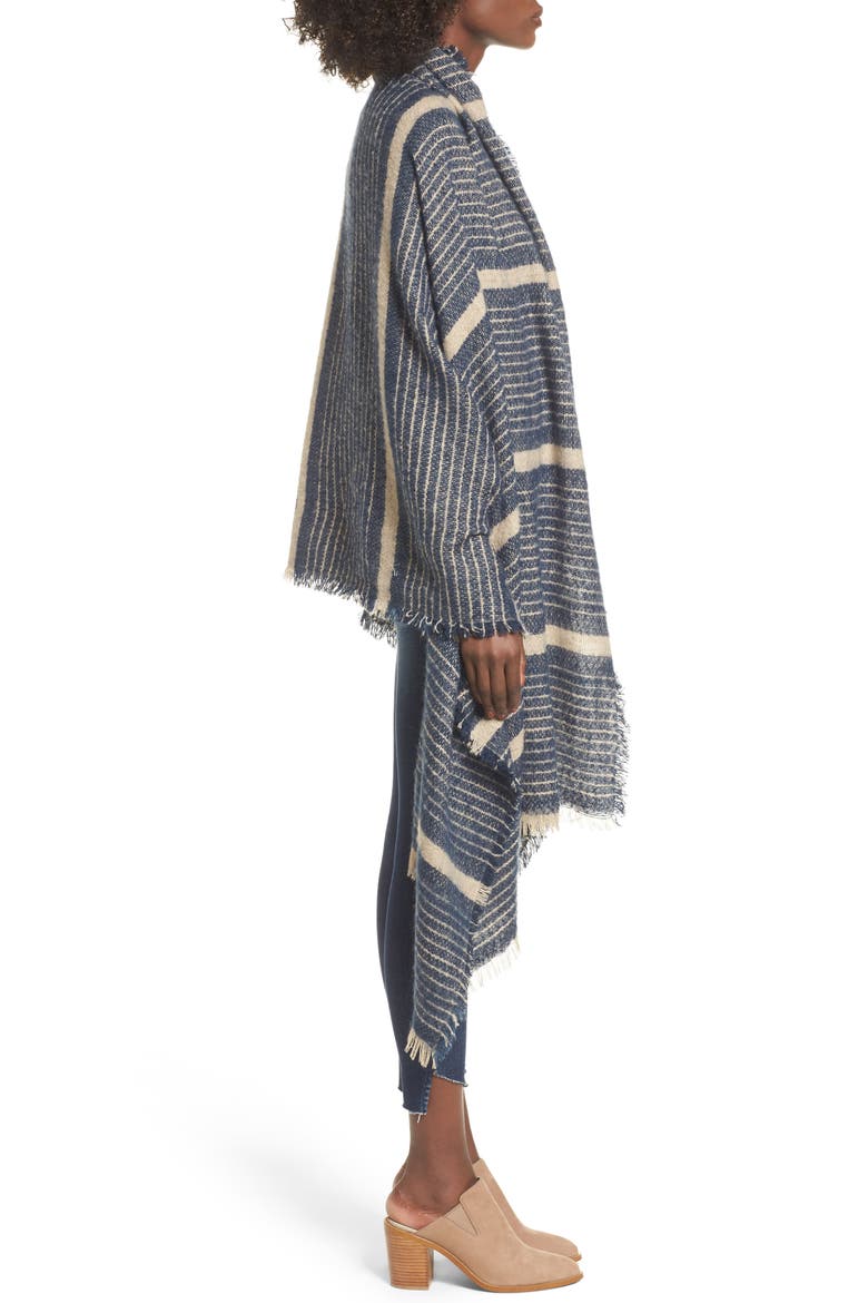 Stripe Blanket Scarf, Alternate, color, NAVY COMBO
