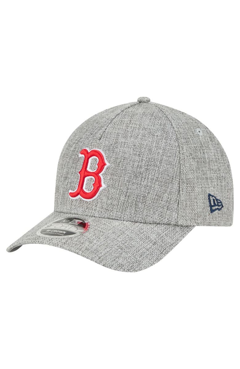 New Era Men's New Era Gray Boston Red Sox Cotton Weave M-Crown A-Frame 9FORTY Adjustable Hat, Main, color, 