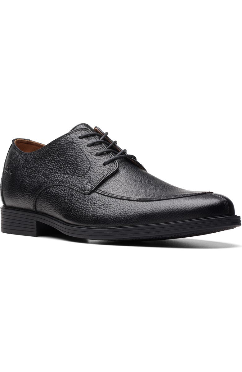 Clarks<sup>®</sup> Whiddon Pebbled Leather Derby, Main, color, Black Tumbled