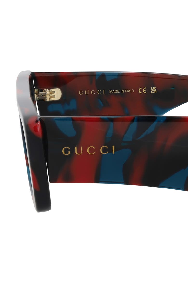 Gucci 54mm Rectangular Sunglasses, Alternate, color, Havana Havana Blue