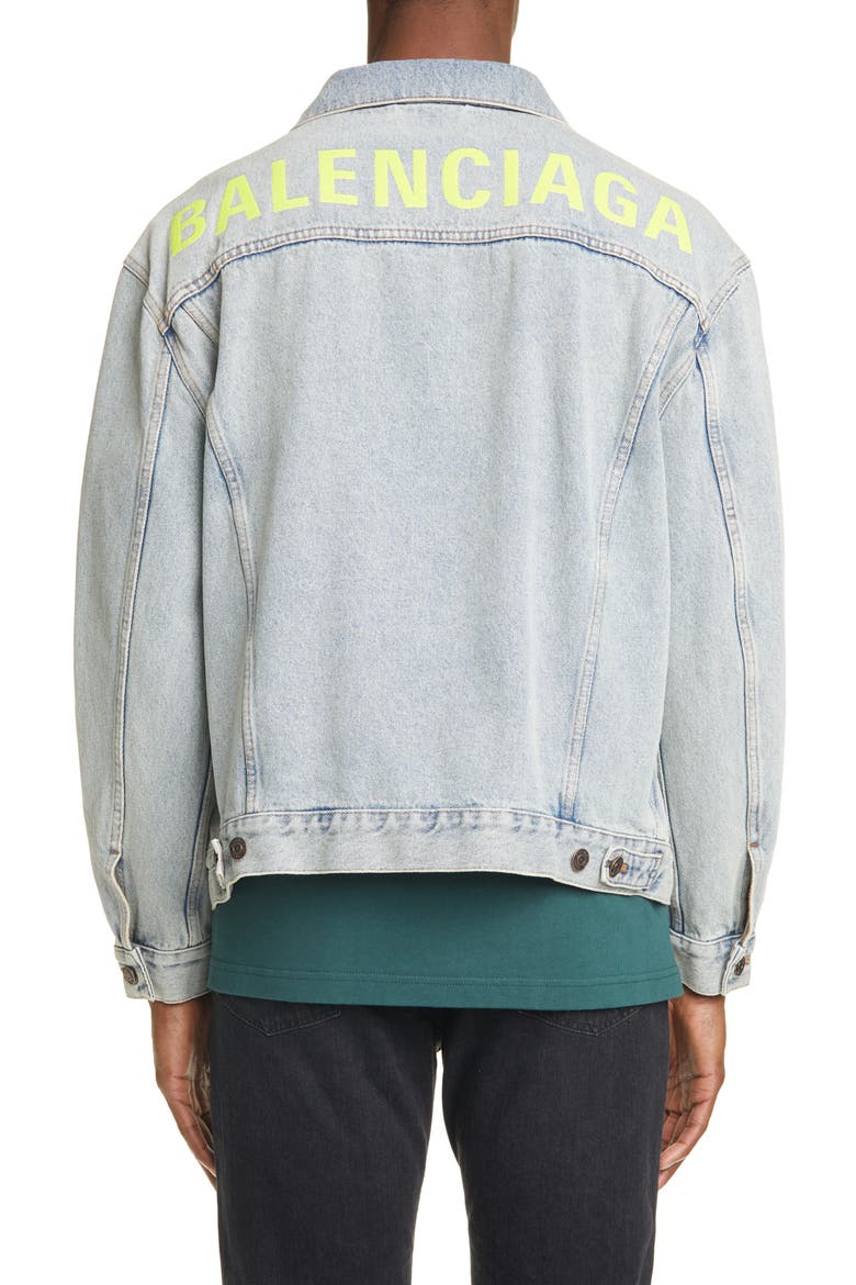 Logo Denim Trucker Jacket, Alternate, color, 80'S DIRT BLEACH BLUE