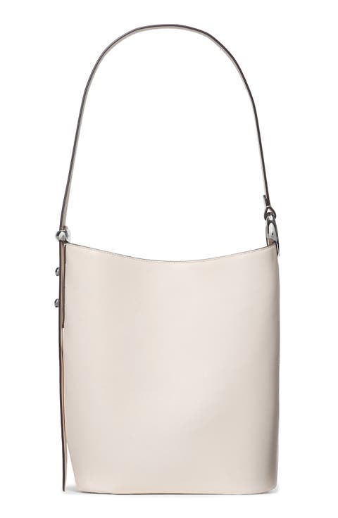 halo fine grain leather bucket bag