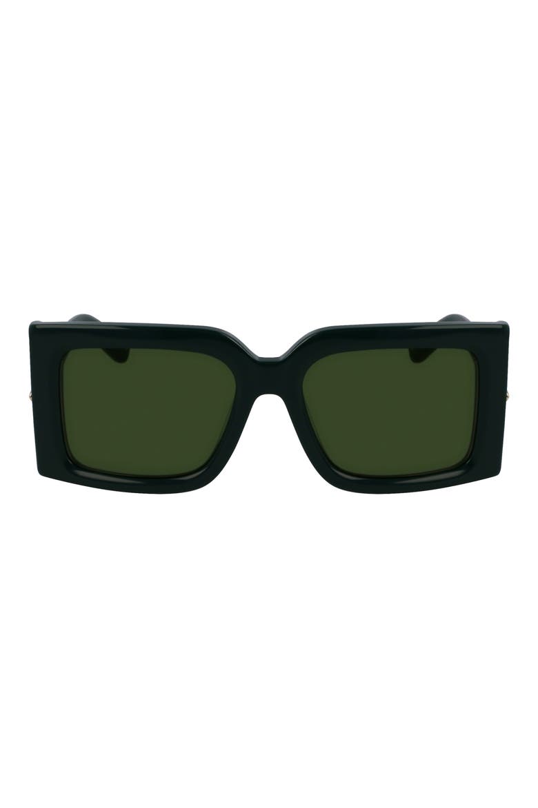 Prisma 55mm Modified Rectangular Sunglasses, Main, color, DARK GREEN