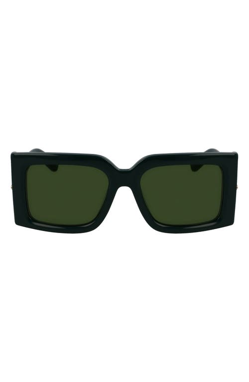 Ferragamo Prisma 55mm Modified Rectangular Sunglasses In Dark Green