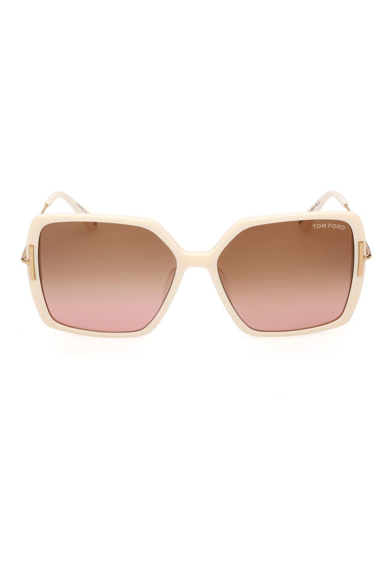 Joanna 59mm Gradient Butterfly Sunglasses, Main, color, WHTO/BRNG