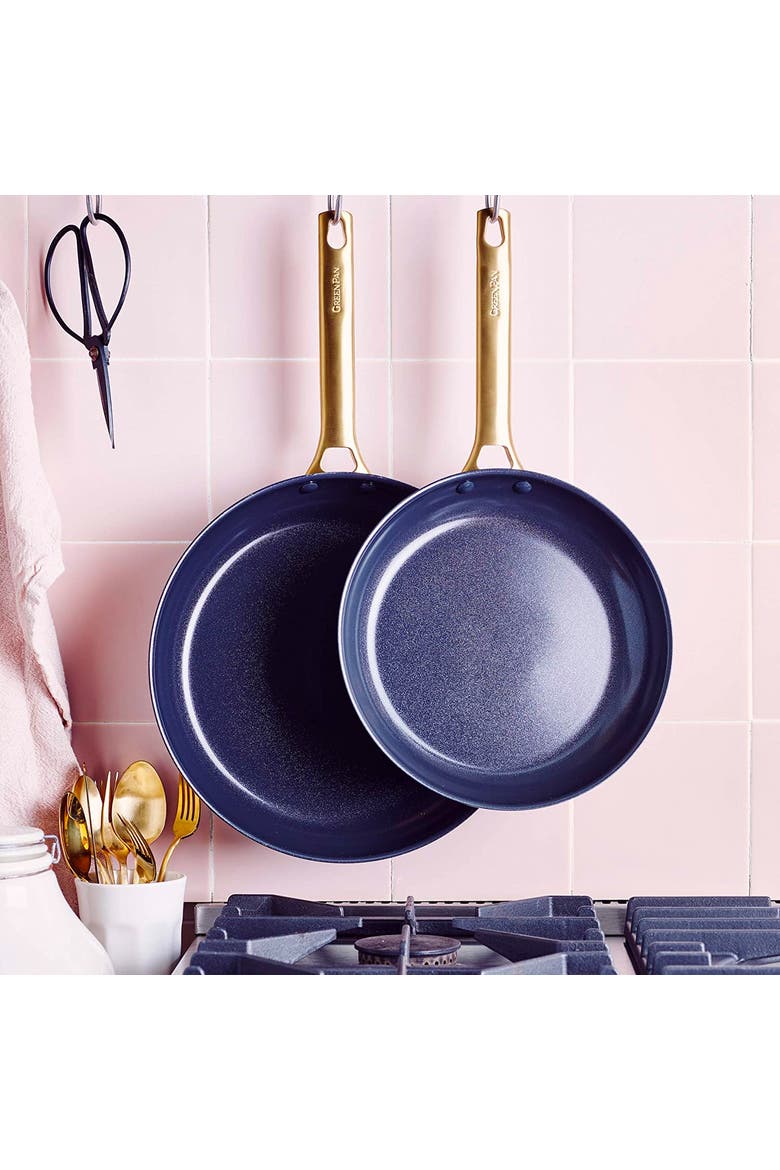 Reserve 2-Piece Open Frypan Set, 8-Inch & 10-Inch, Black/Gold, Alternate, color, Black