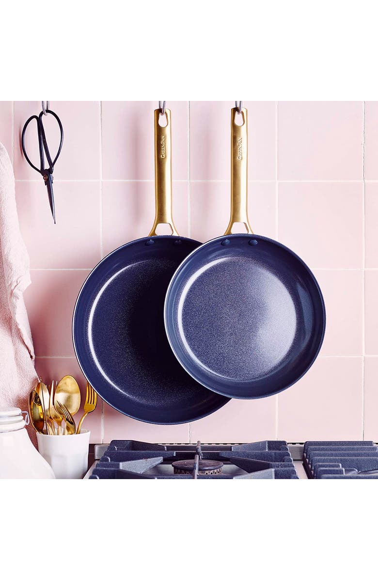 GreenPan Reserve 2-Piece Open Frypan Set, 8-Inch & 10-Inch, Black/Gold, Alternate, color, Black