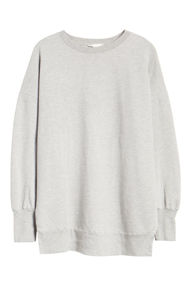 Side Slit Cotton Sweatshirt, Alternate, color, GREY HEATHER
