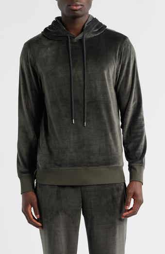 Angled Stripe Velour Pajama Hoodie