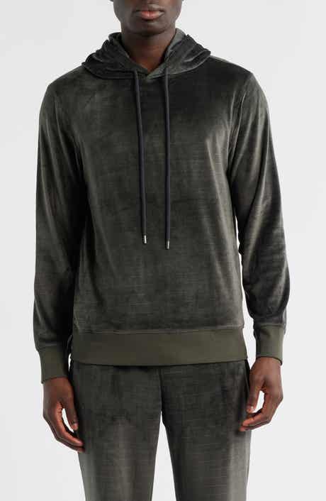 Daniel Buchler Angled Stripe Velour Pajama Hoodie