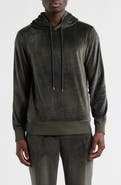 Daniel Buchler Angled Stripe Velour Pajama Hoodie
