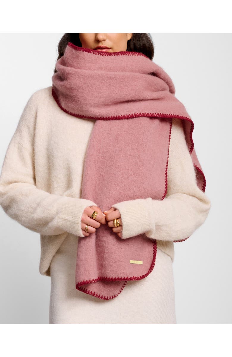 Katie Loxton Whipstitch Scarf in Dusty Pink, Alternate, color, Dusty Pink