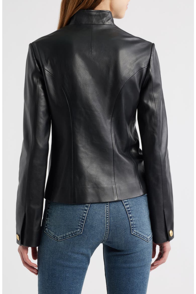 Sadie Crop Leather Blazer, Alternate, color, BLACK