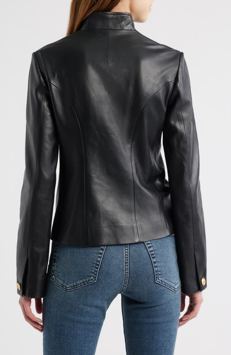 rag & bone Sadie Crop Leather Blazer, Alternate, color, Black