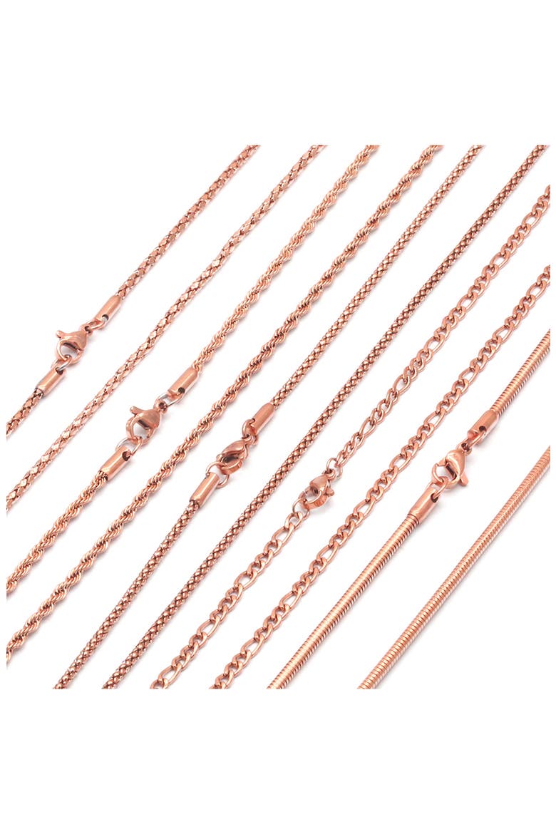 Men's 18k Rose Gold Plated 5-Piece Chain Necklace Set, Main, color, GOLD