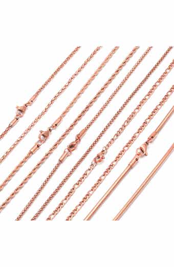 Men's 18k Rose Gold Plated 5-Piece Chain Necklace Set