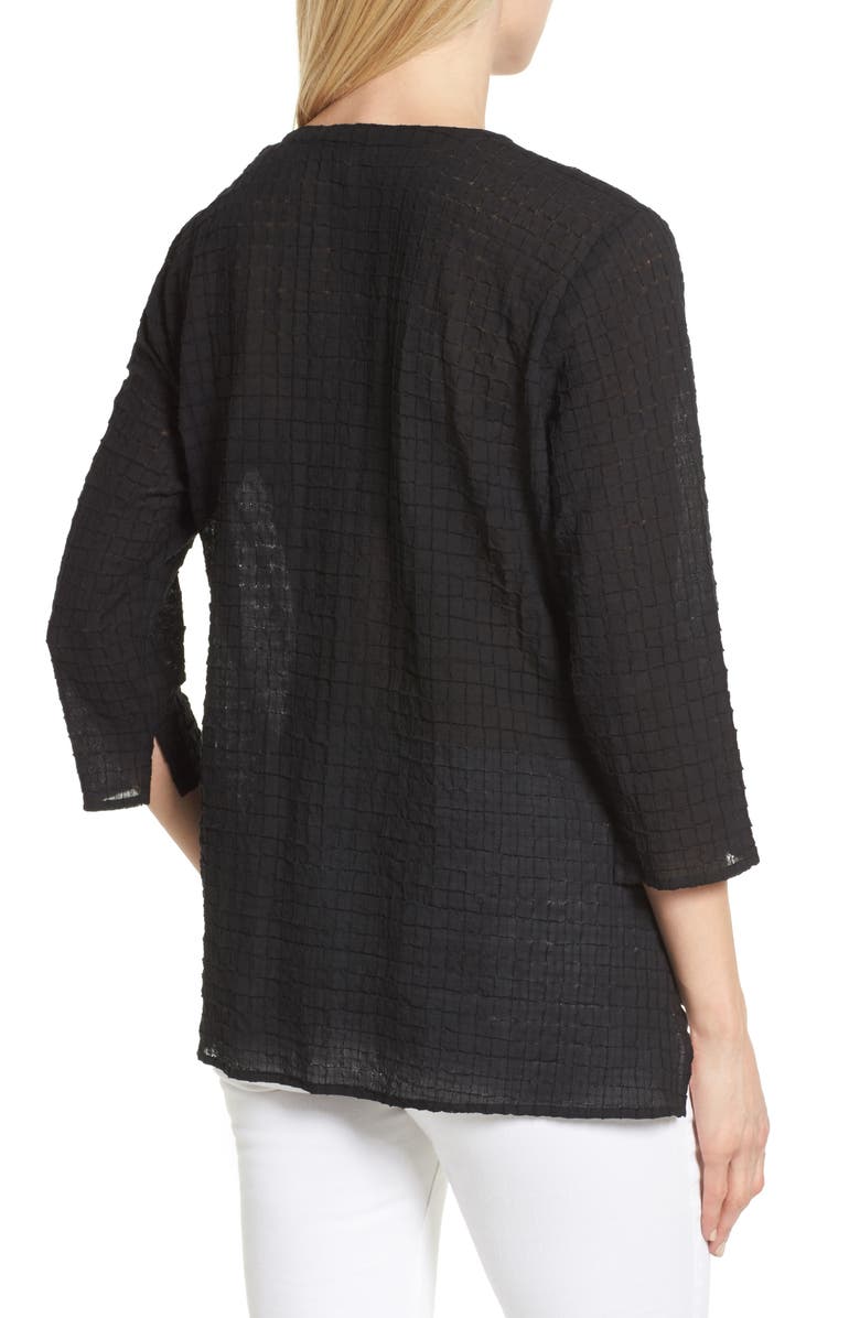 Eileen Fisher Check Textured Blouse, Alternate, color,