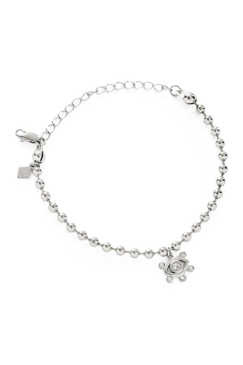 Evil Eye Ball Chain Bracelet, Main, color, Silver