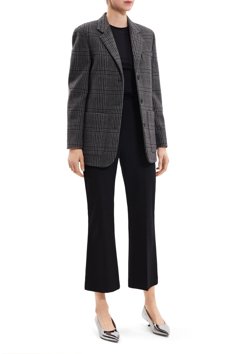 Plaid Elbow Patch Recycled Wool Blend Jacket, Alternate, color, CHARCOAL MULTI - QDY