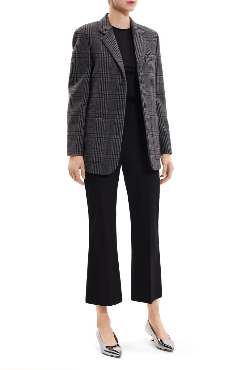 Theory Plaid Elbow Patch Recycled Wool Blend Jacket, Alternate, color, Charcoal Multi - Qdy