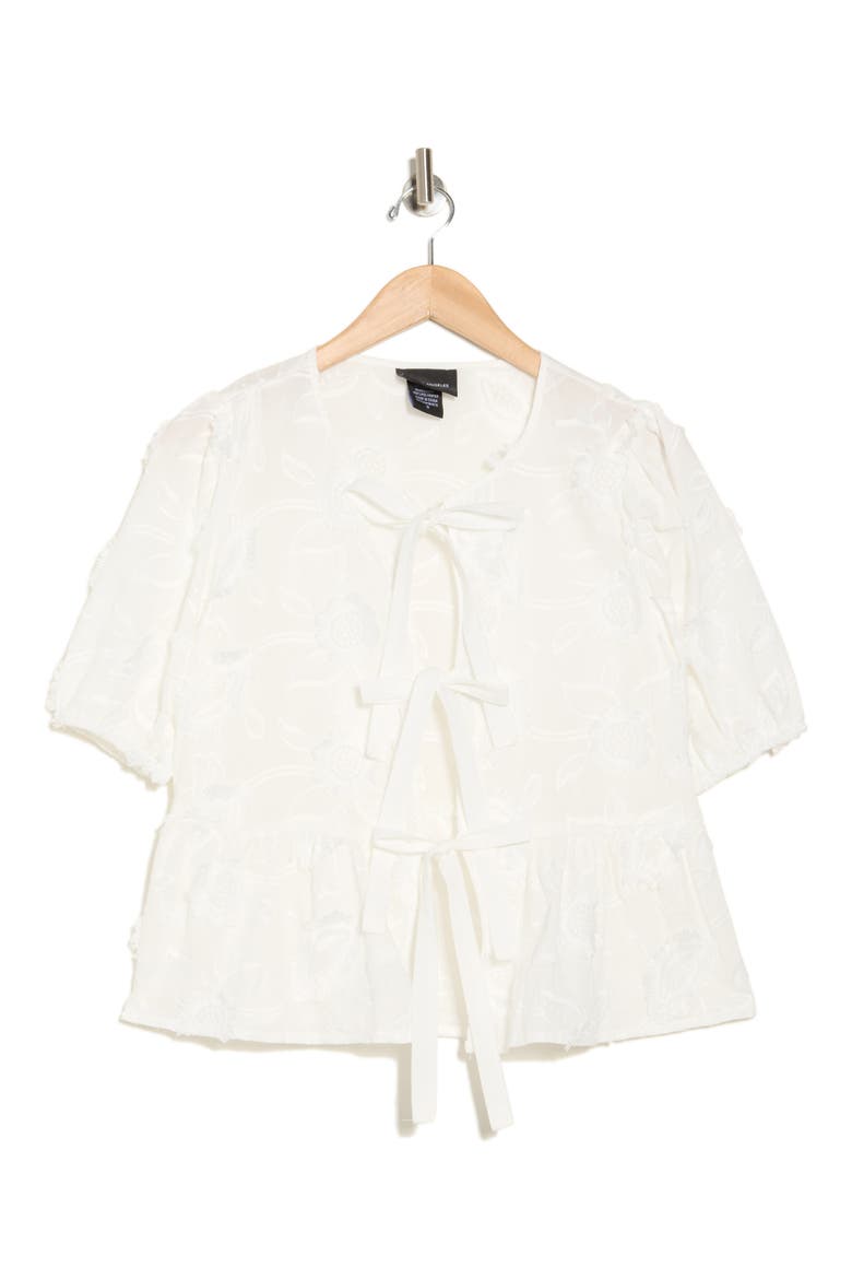 Floral Tie Top, Alternate, color, WHITE