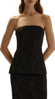 Favorite Daughter The As Promised Floral Jacquard Strapless Bustier