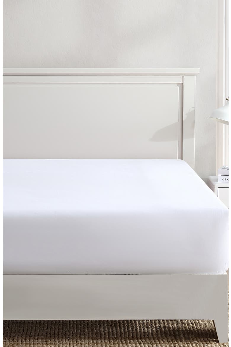 200 Thread Count Solid Cotton Percale Fitted Sheet, Main, color, DECK WHITE