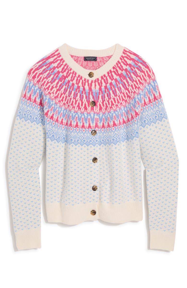 vineyard vines Fair Isle Merino Wool Blend Cardigan, Alternate, color, Marshmallow
